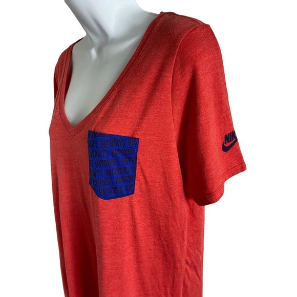 NFL Team Nike New England Patriots Shirt Sz XL Red V-Neck Top Short-Sleeve - Picture 6 of 9